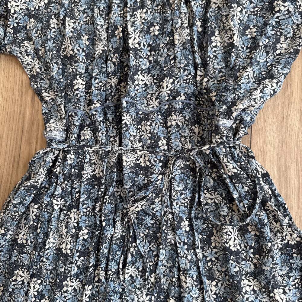 KAREN KANE Womens Size XL Blue Floral Puff Sleeve Scoop Neck Tiered Maxi Dress - Picture 5 of 8